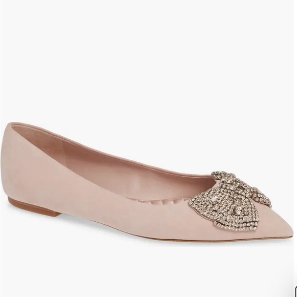 Tory Burch Esme Crystal Suede Flat Sz 10 NWOB - Picture 1 of 5